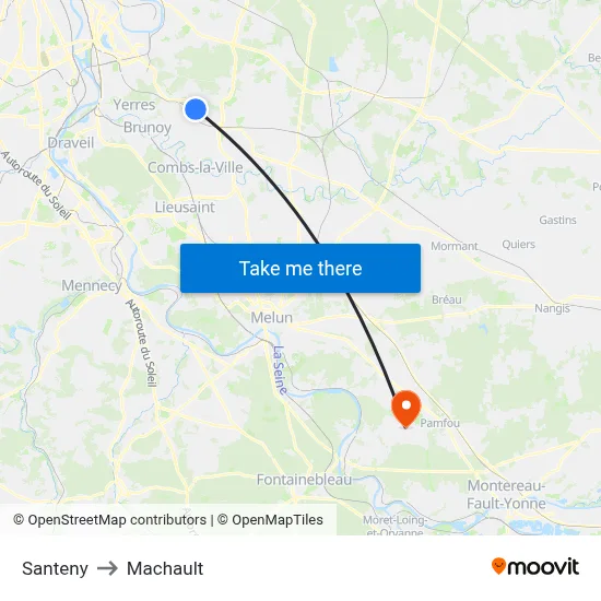 Santeny to Machault map