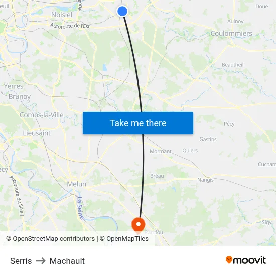 Serris to Machault map