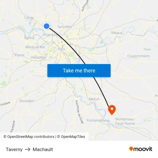 Taverny to Machault map