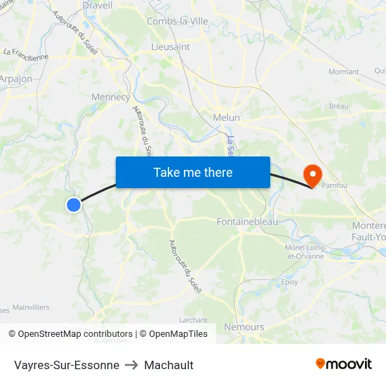 Vayres-Sur-Essonne to Machault map
