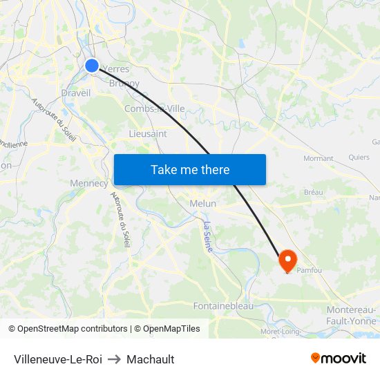 Villeneuve-Le-Roi to Machault map