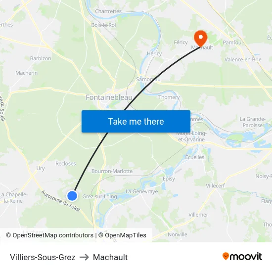 Villiers-Sous-Grez to Machault map