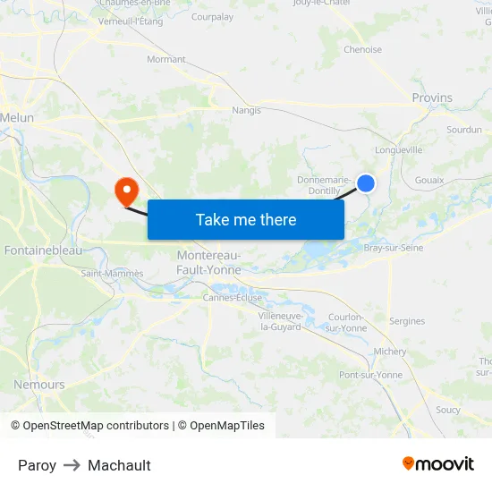 Paroy to Machault map