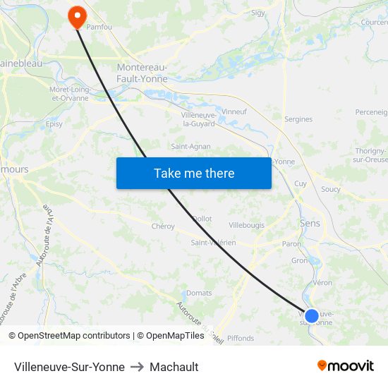 Villeneuve-Sur-Yonne to Machault map