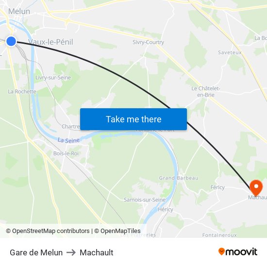 Gare de Melun to Machault map