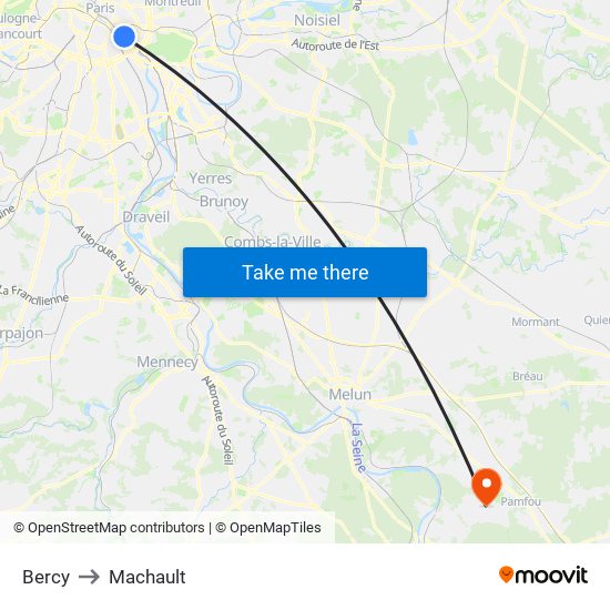 Bercy to Machault map