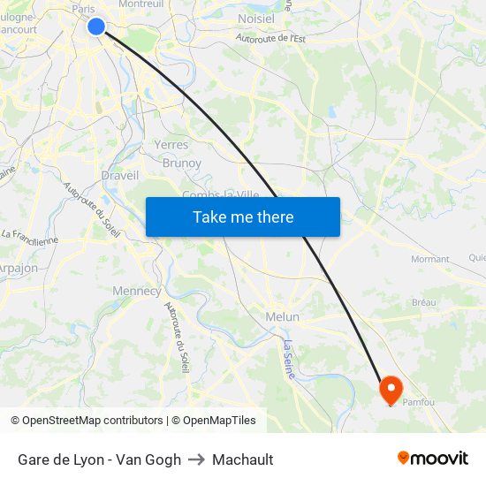 Gare de Lyon - Van Gogh to Machault map