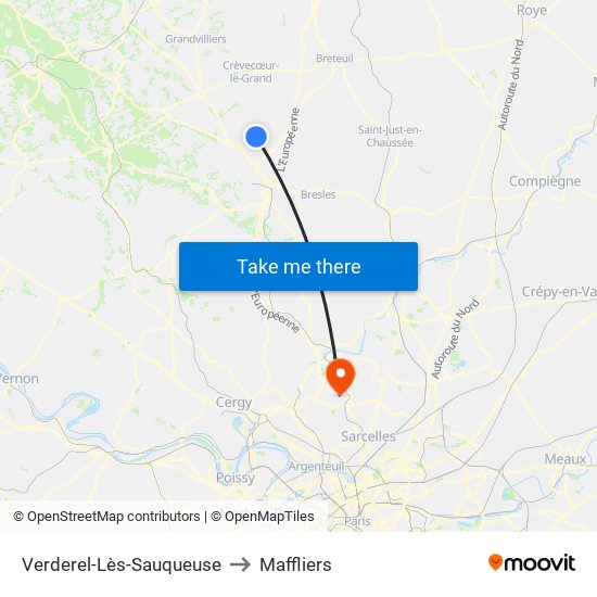 Verderel-Lès-Sauqueuse to Maffliers map