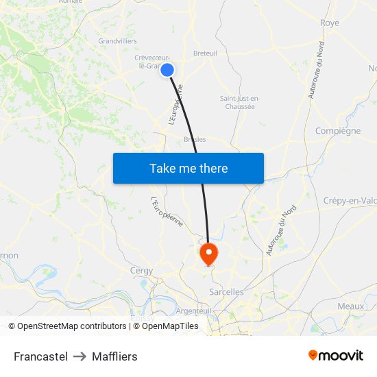 Francastel to Maffliers map