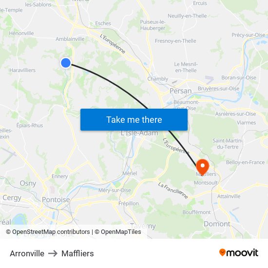 Arronville to Maffliers map