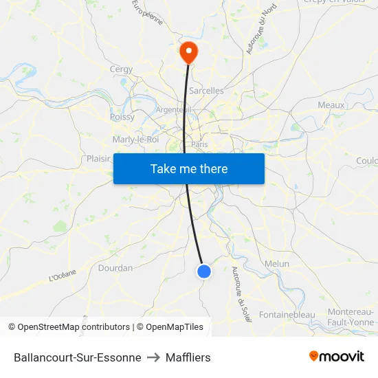 Ballancourt-Sur-Essonne to Maffliers map