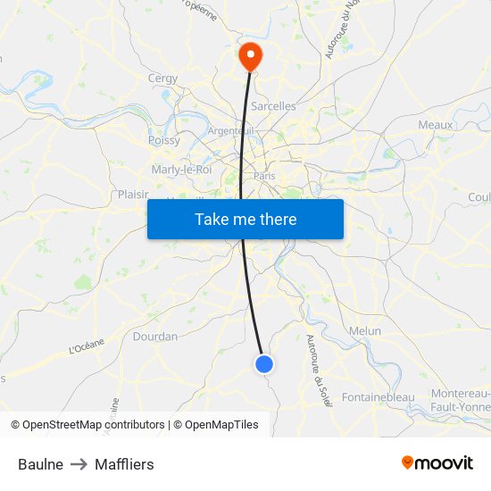 Baulne to Maffliers map