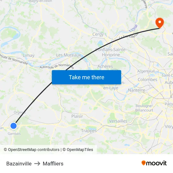 Bazainville to Maffliers map