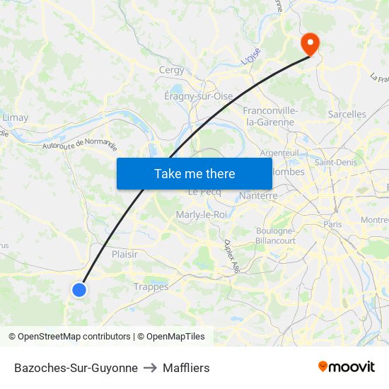 Bazoches-Sur-Guyonne to Maffliers map