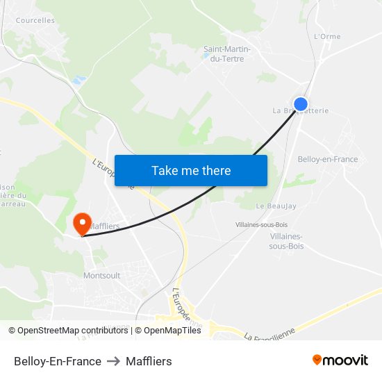 Belloy-En-France to Maffliers map