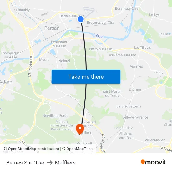 Bernes-Sur-Oise to Maffliers map