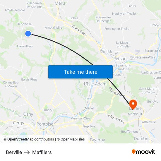 Berville to Maffliers map