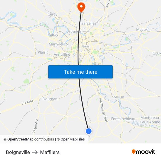 Boigneville to Maffliers map