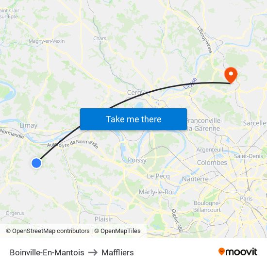 Boinville-En-Mantois to Maffliers map