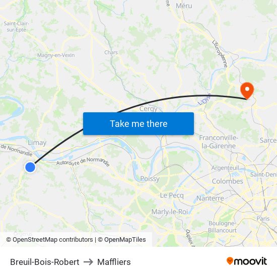 Breuil-Bois-Robert to Maffliers map