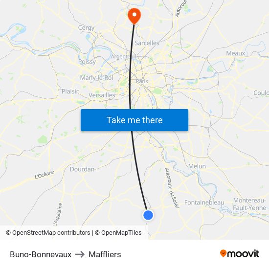 Buno-Bonnevaux to Maffliers map