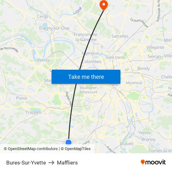Bures-Sur-Yvette to Maffliers map