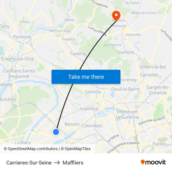 Carrieres-Sur-Seine to Maffliers map