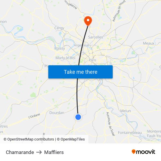 Chamarande to Maffliers map