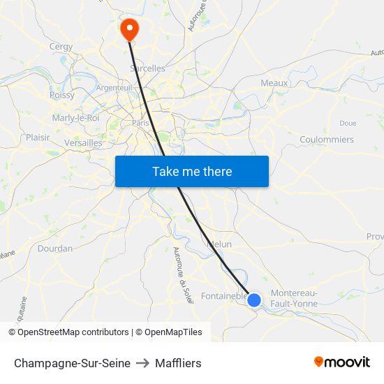 Champagne-Sur-Seine to Maffliers map