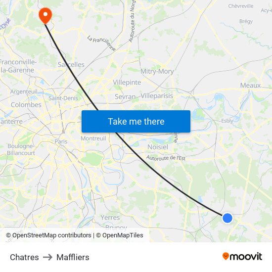 Chatres to Maffliers map