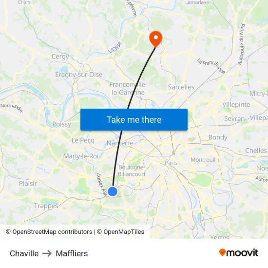 Chaville to Maffliers map