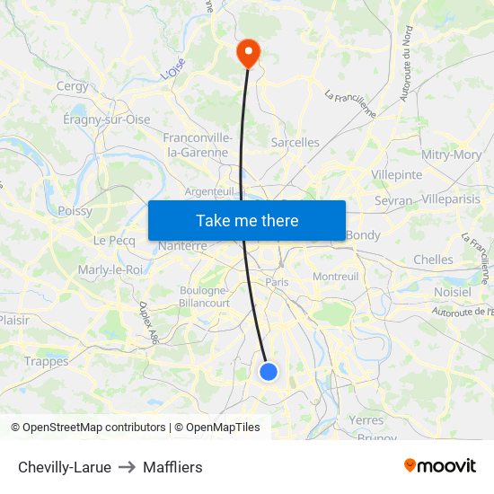Chevilly-Larue to Maffliers map