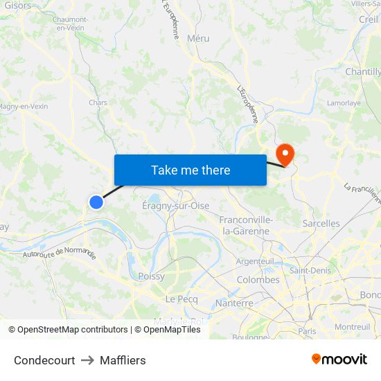 Condecourt to Maffliers map
