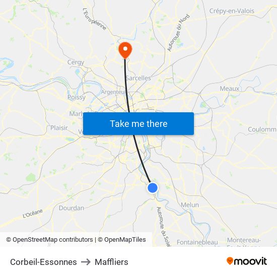Corbeil-Essonnes to Maffliers map