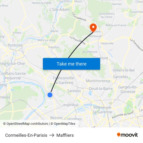 Cormeilles-En-Parisis to Maffliers map