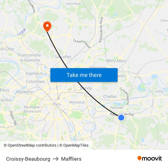 Croissy-Beaubourg to Maffliers map