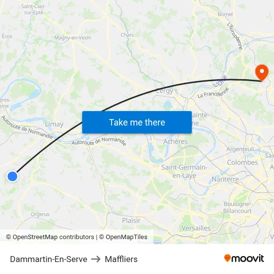 Dammartin-En-Serve to Maffliers map