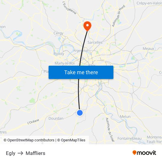 Egly to Maffliers map