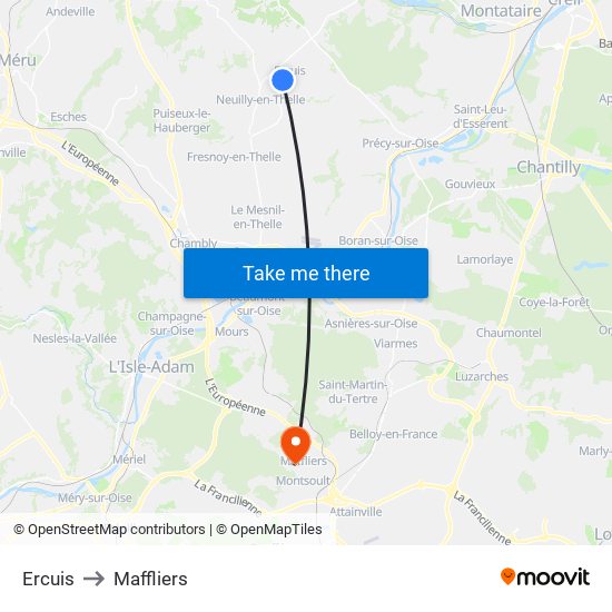 Ercuis to Maffliers map