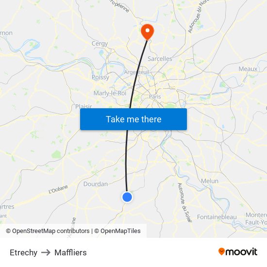 Etrechy to Maffliers map
