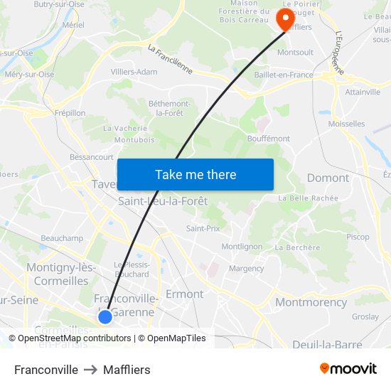 Franconville to Maffliers map