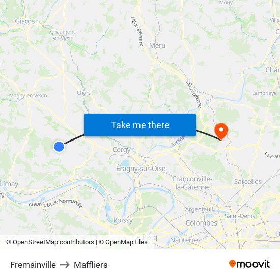 Fremainville to Maffliers map