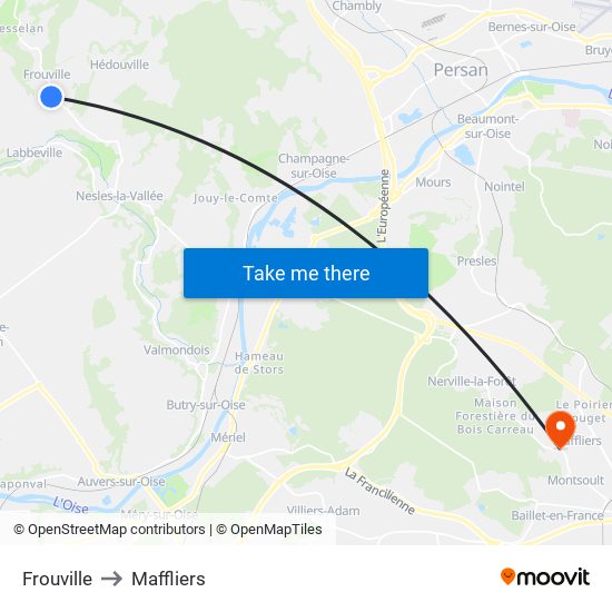 Frouville to Maffliers map