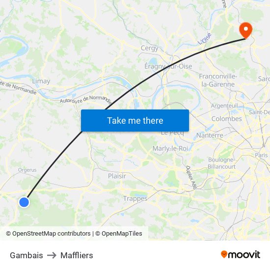 Gambais to Maffliers map