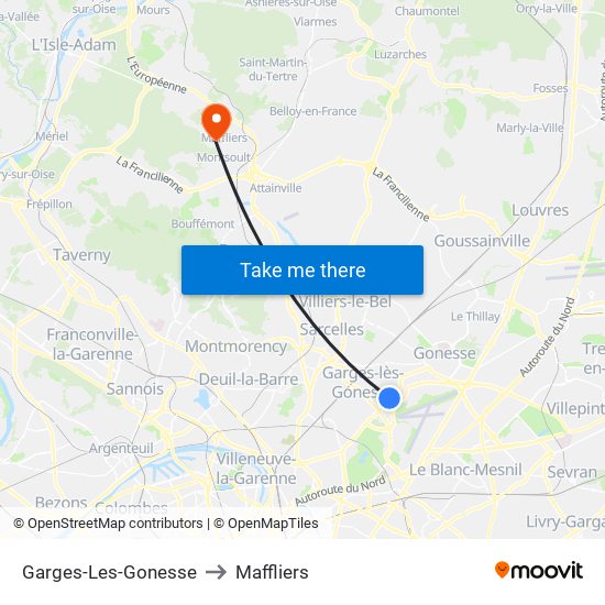 Garges-Les-Gonesse to Maffliers map