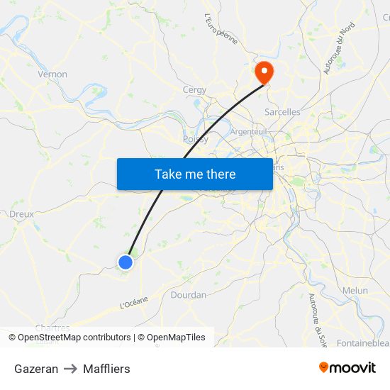 Gazeran to Maffliers map