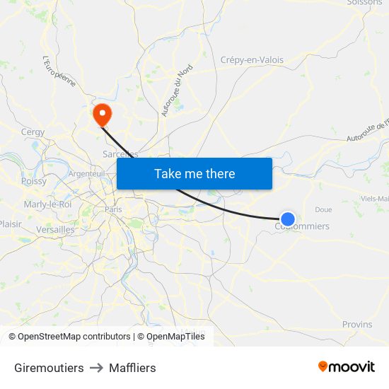 Giremoutiers to Maffliers map