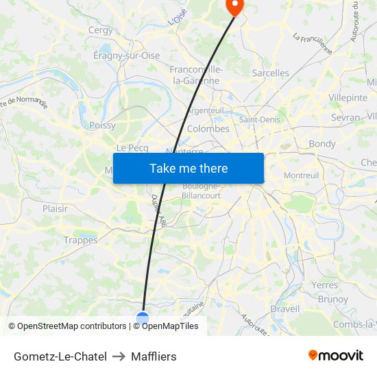 Gometz-Le-Chatel to Maffliers map