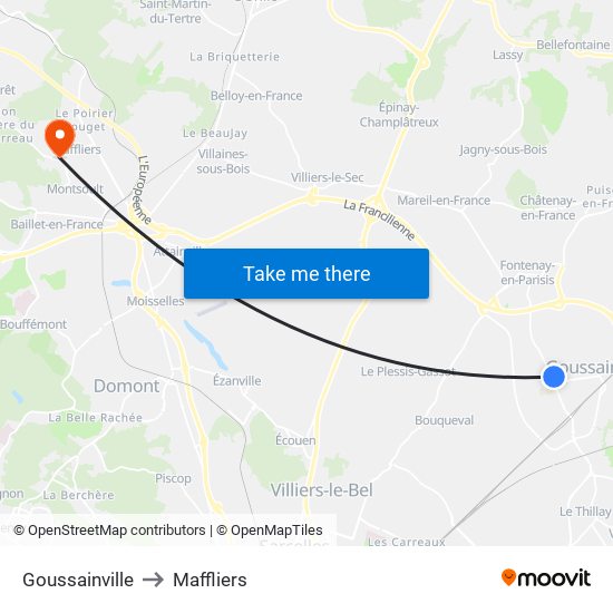 Goussainville to Maffliers map