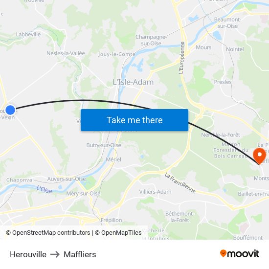 Herouville to Maffliers map